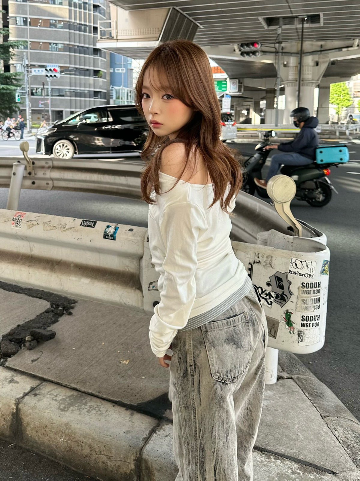 ホルターネックボーダードッキングカットソー