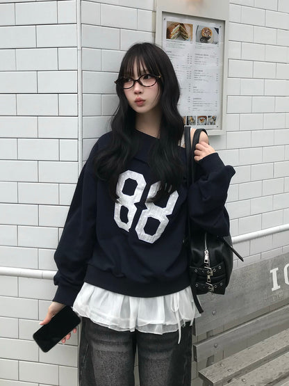 レースロゴオフショルスウェット