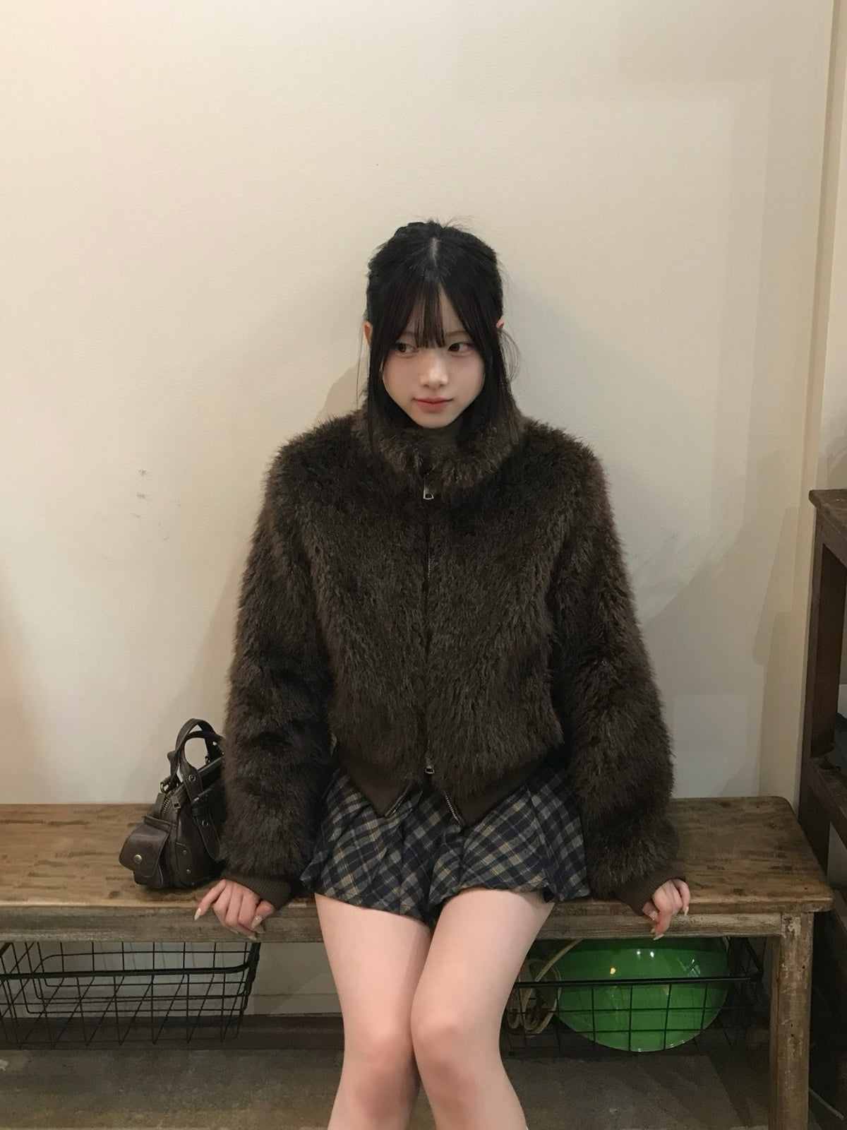 ファーライクダブルジップブルゾン