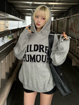 字母标志连帽针织衫 - 灰色