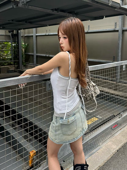 スタッズウォッシュデニムミニスカート