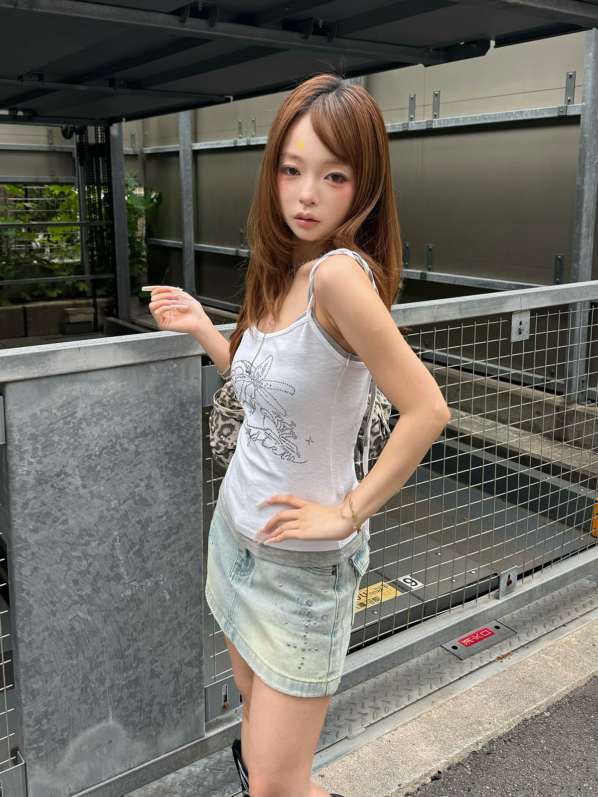 スタッズウォッシュデニムミニスカート