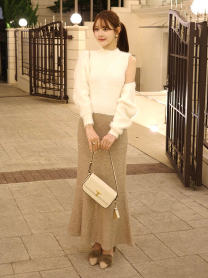 ラメスパンコールマーメイドニットスカート