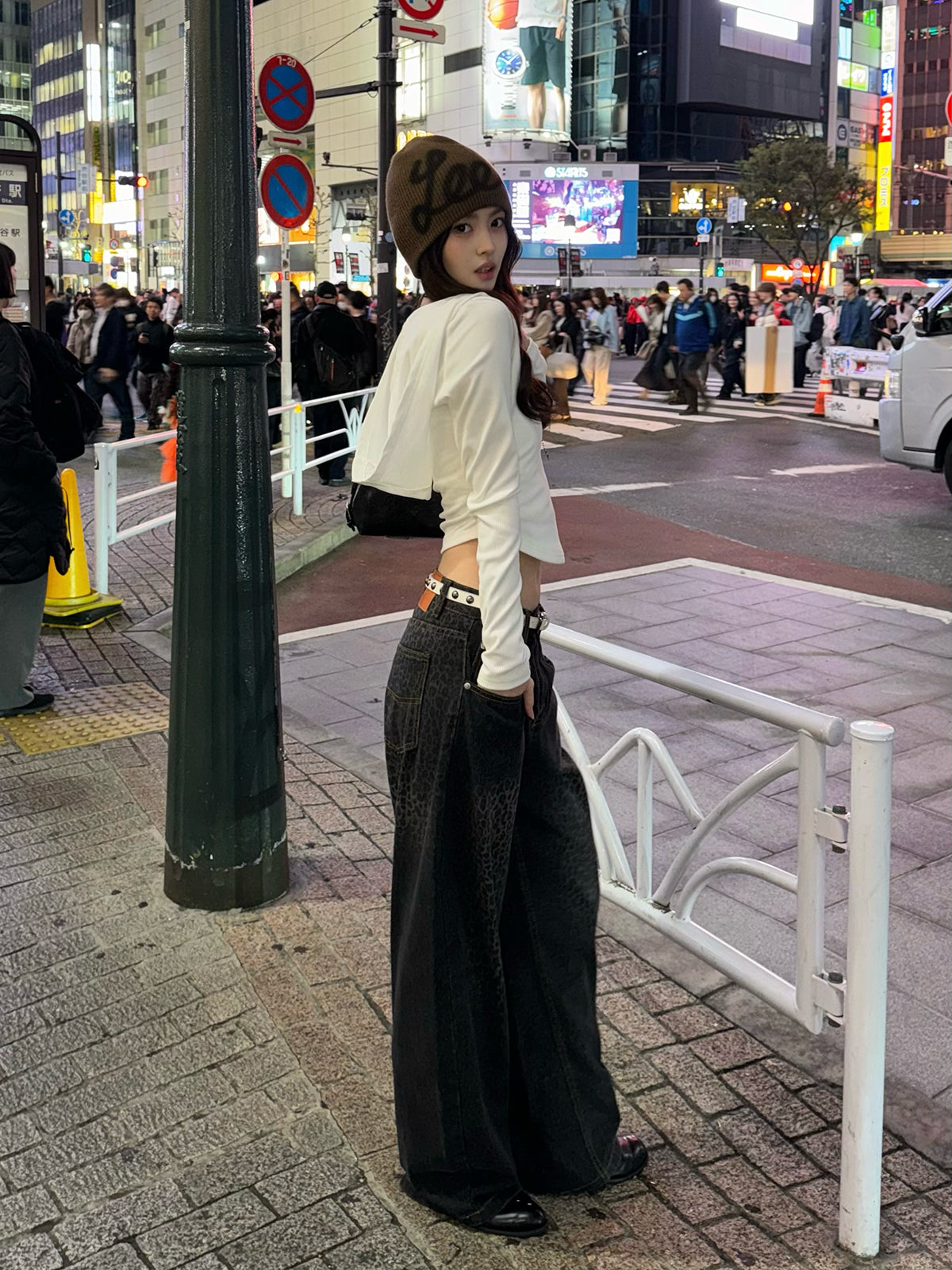 リブボタンフーディーカットソー