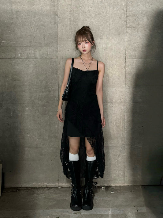 シアーレースアシメキャミワンピース