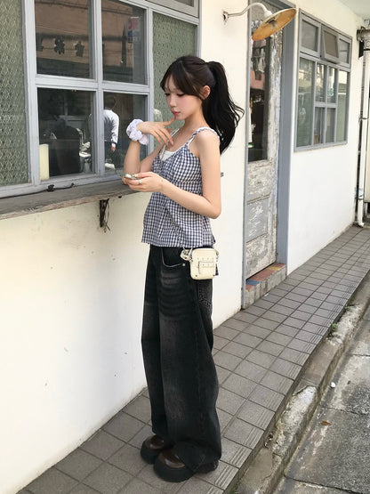 バックリボンチェックキャミソール
