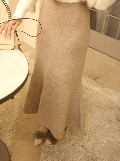 ラメスパンコールマーメイドニットスカート