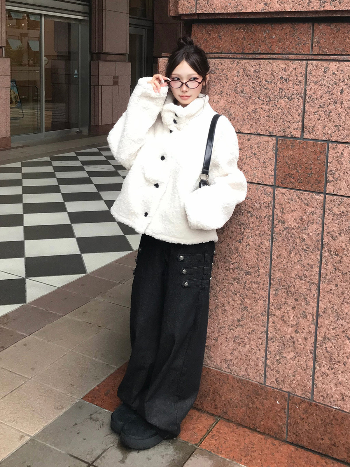 ナポレオンボタンワイドデニムパンツ