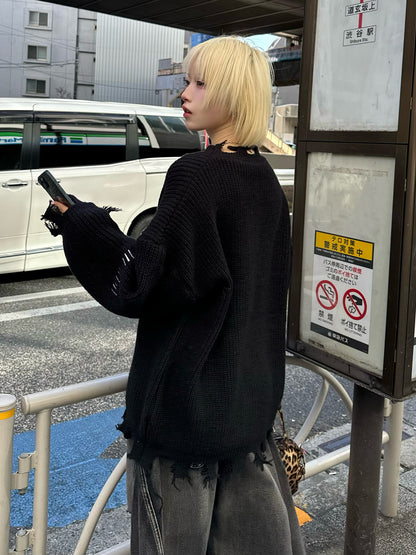 フリンジデザインオーバーニット