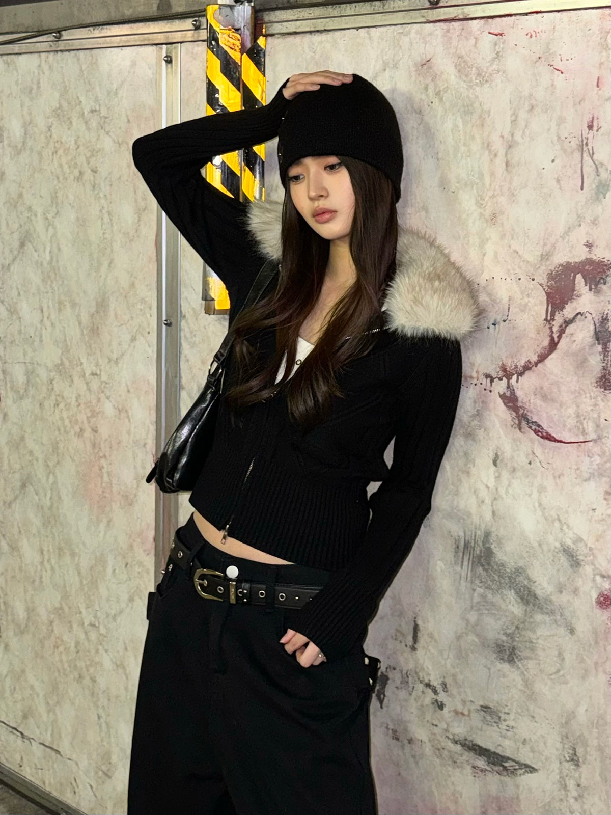 ファータッチカラーダブルジップニット