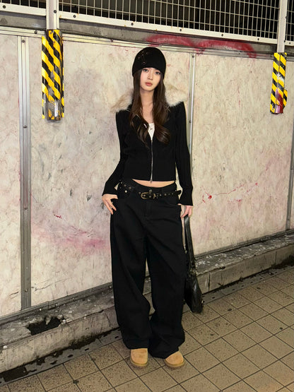 ファータッチカラーダブルジップニット