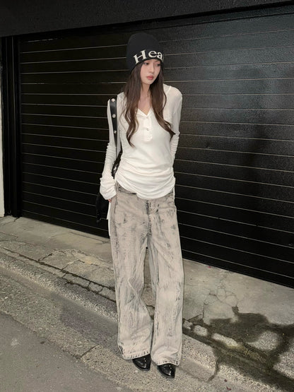 グレーウォッシュデニムパンツ