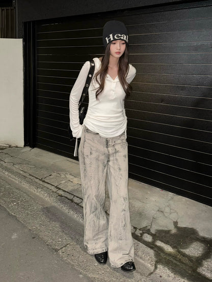 グレーウォッシュデニムパンツ