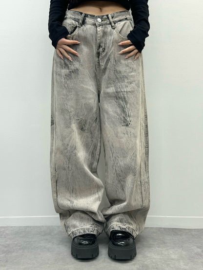 グレーウォッシュデニムパンツ