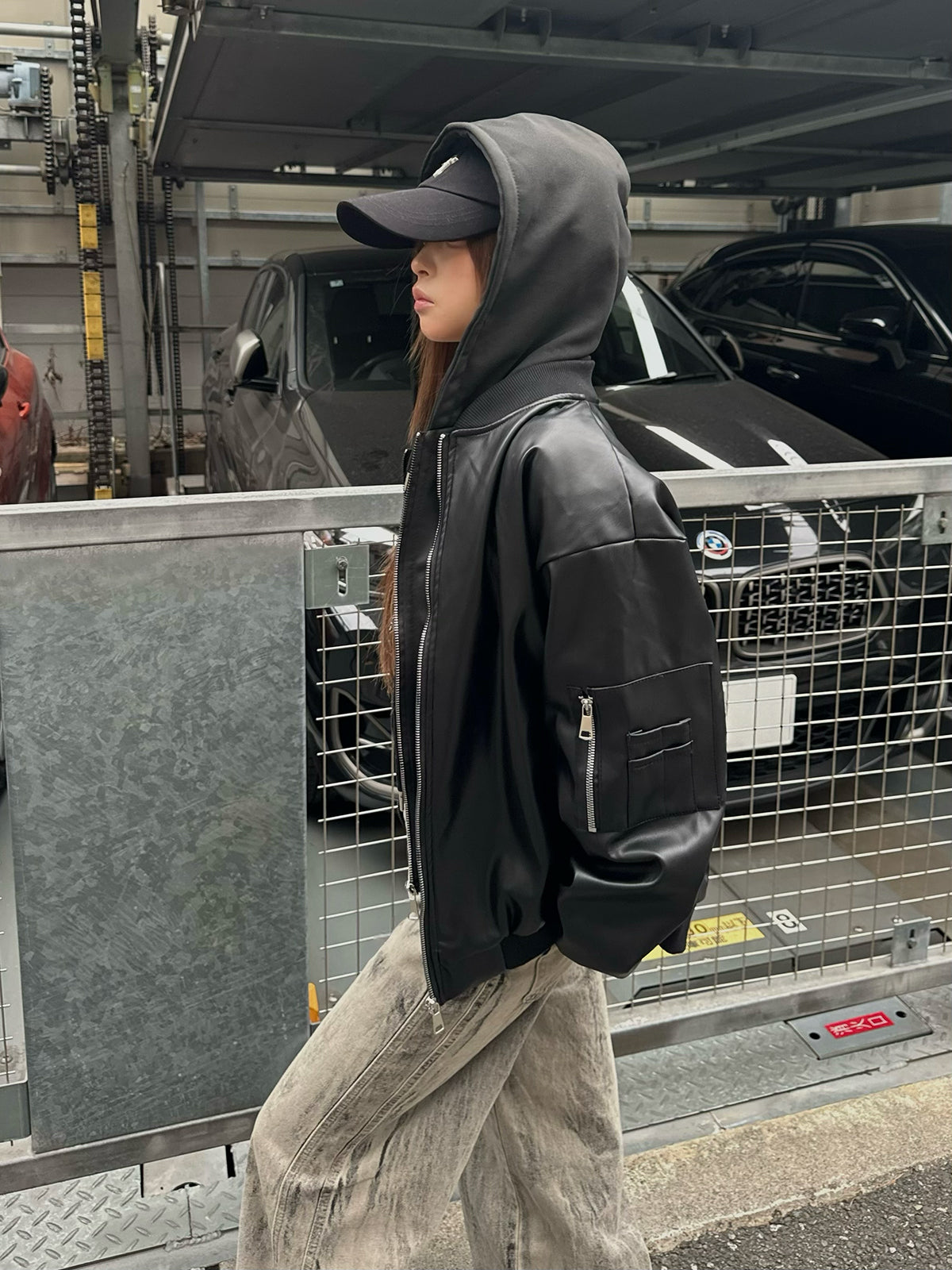 フーディージップレザータッチジャケット – ANDOR ONLINE