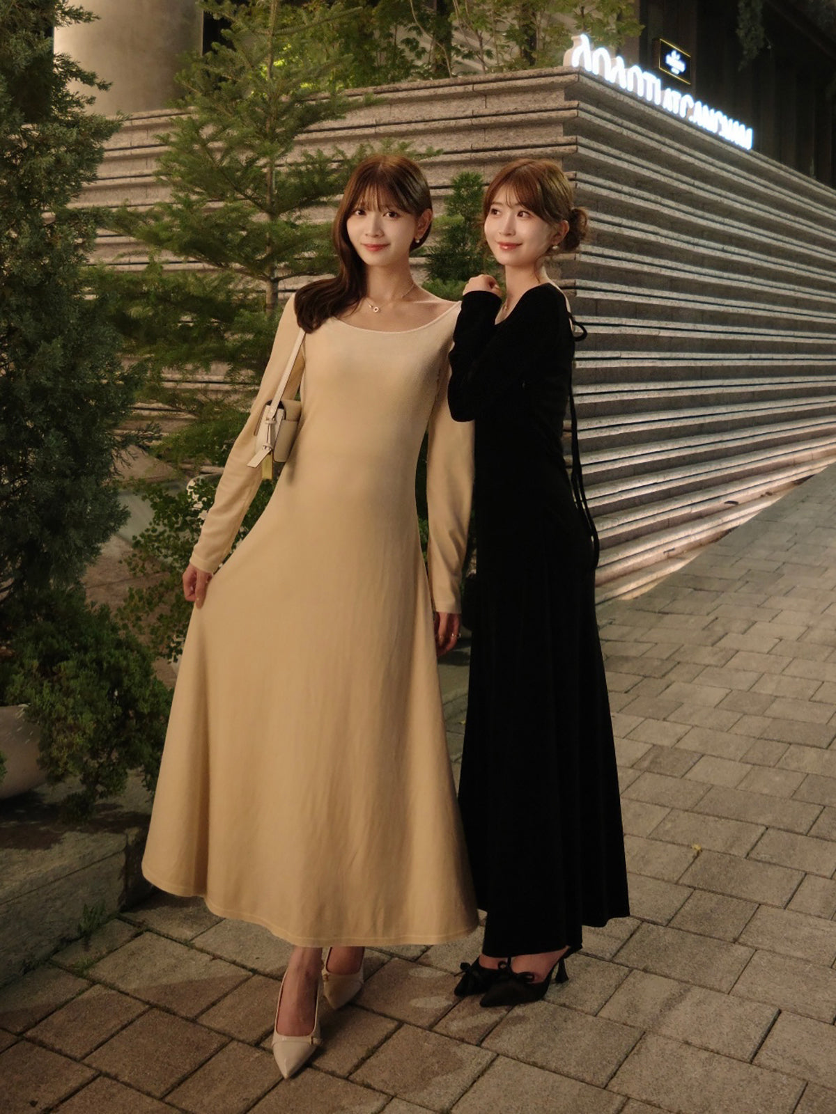 Back-open velour dress