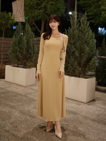 Back-open velour dress