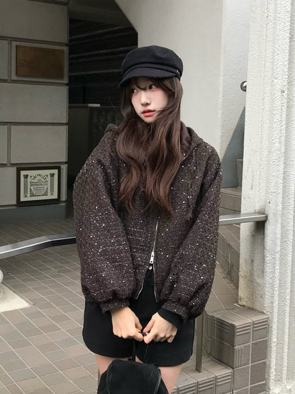 グリッターツイードダブルジップブルゾン