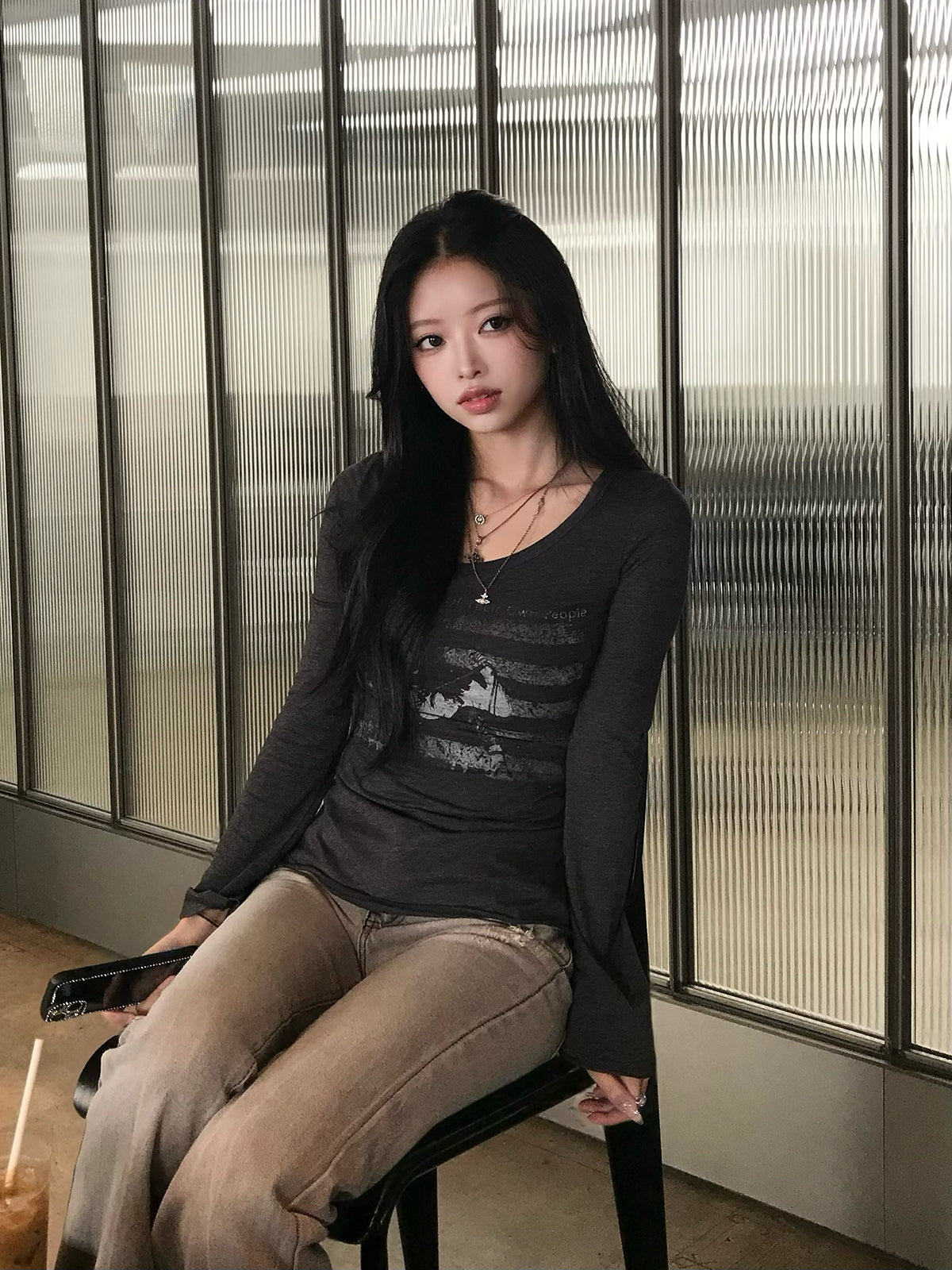 フラッグデザインロングスリーブTシャツ