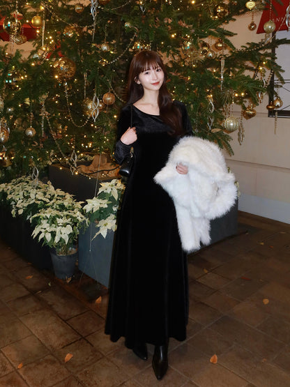 12/11★Size 백 오픈 벨벳 원피스