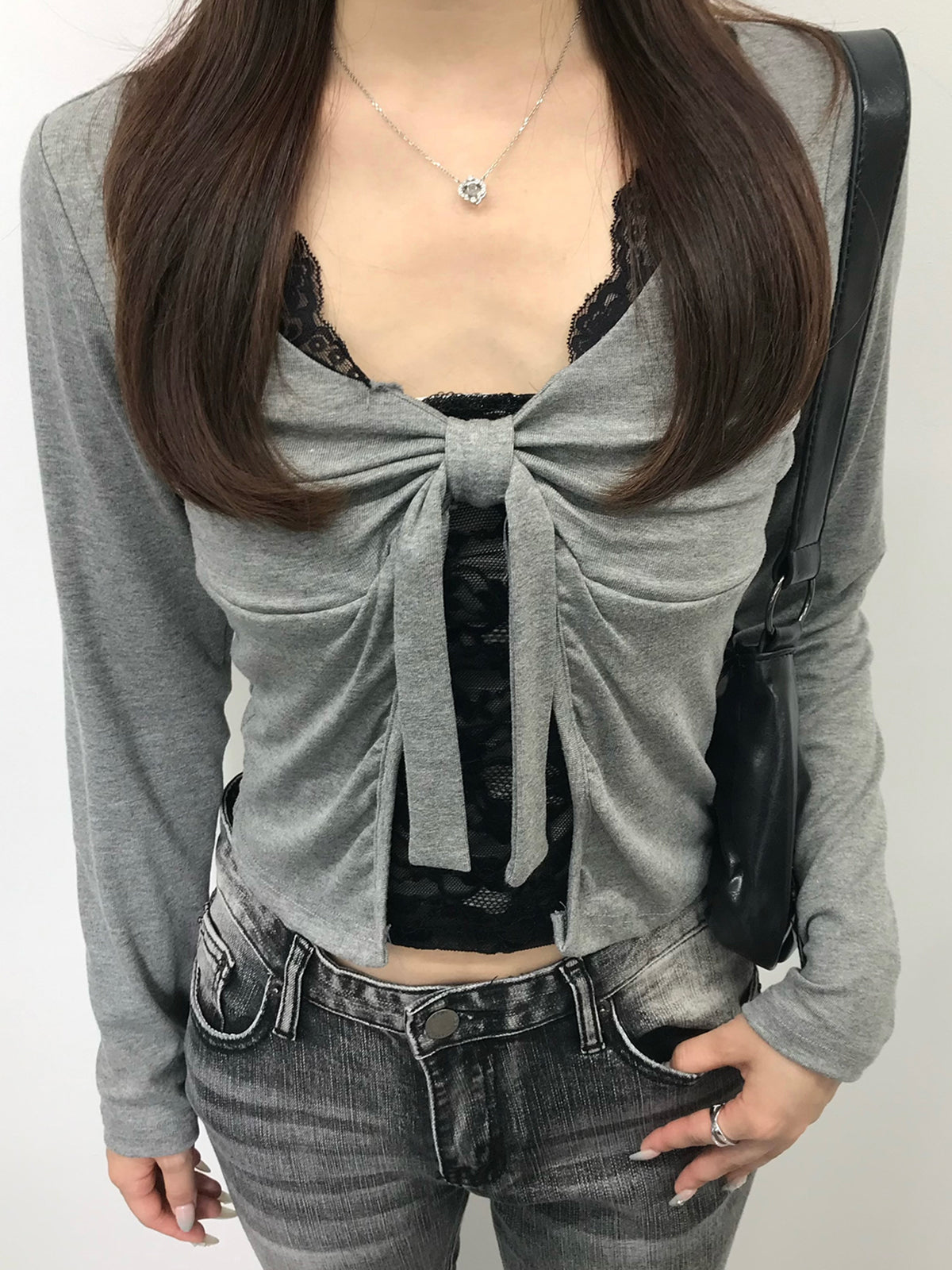 バイカラーレースドッキングカットソー