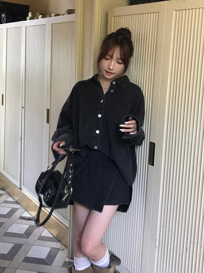 デニムラップショートパンツセットアップ