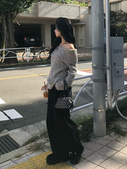 ミックスヤーンオフショルニット