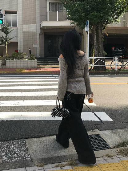 ミックスヤーンオフショルニット