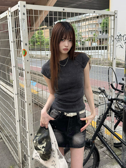 ウォッシュベーシックTシャツ