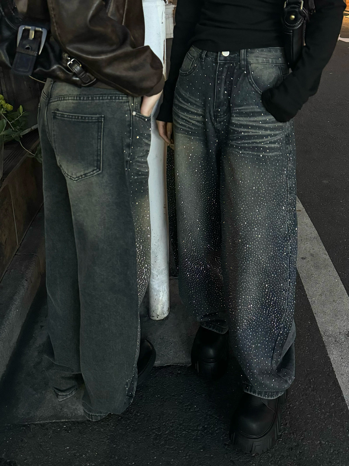 ラインストーンヴィンテージデニムパンツ