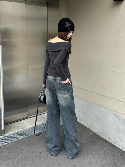 ラインストーンヴィンテージデニムパンツ