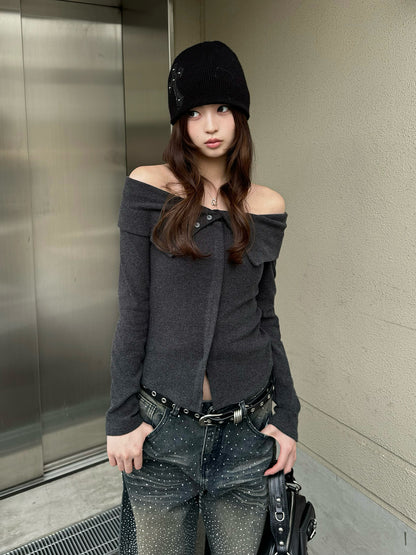 4/9★照片　柔软抓绒露肩打底衫