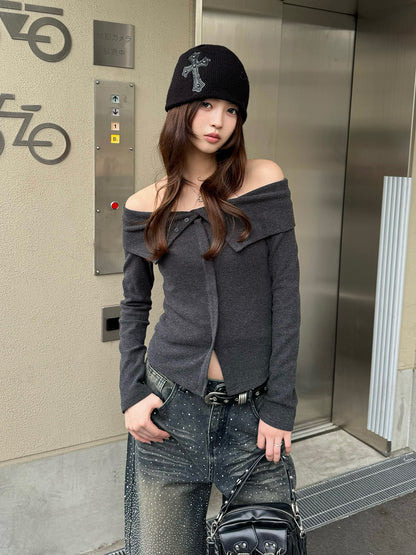 4/9★照片　柔软抓绒露肩打底衫