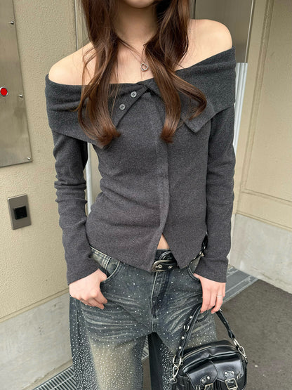 4/9★照片　柔软抓绒露肩打底衫