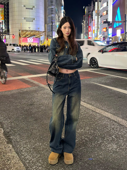 Cropped jacket denim set