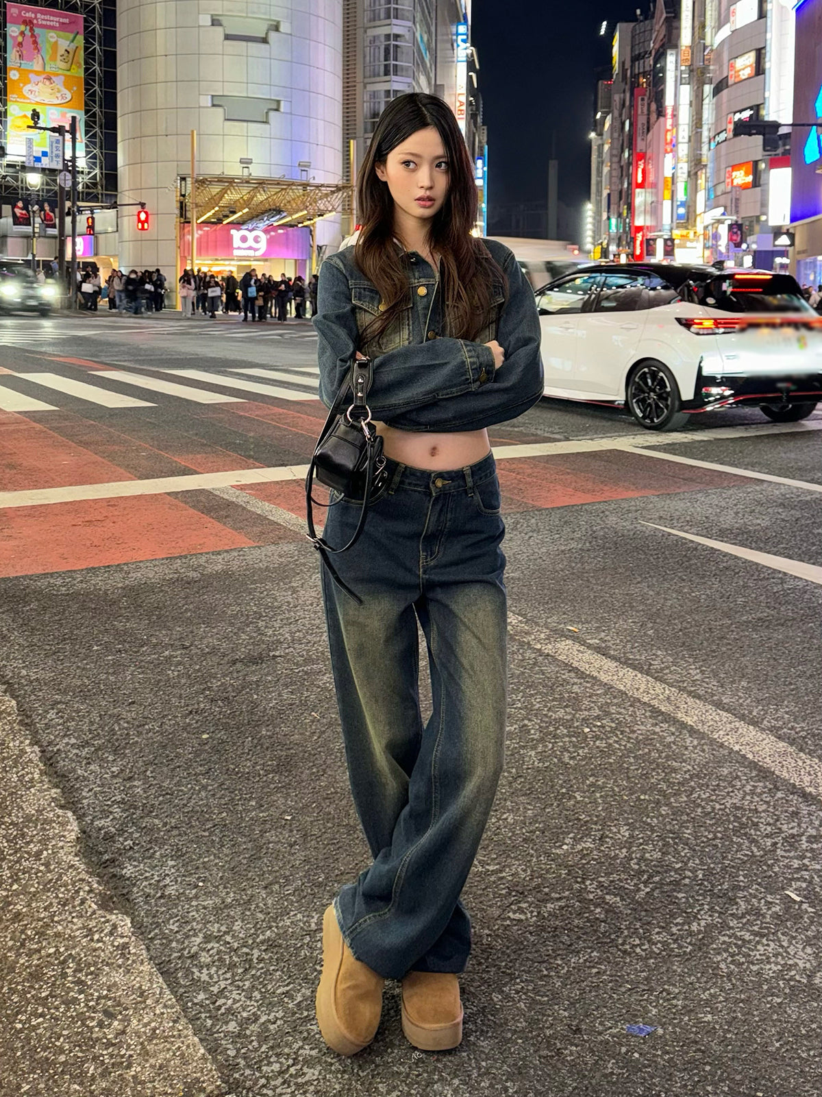 Cropped jacket denim set