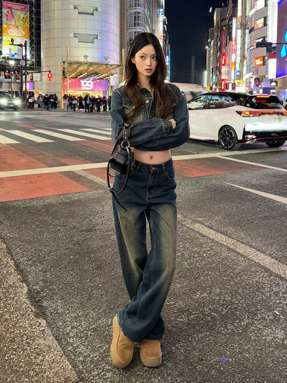 Cropped jacket denim set