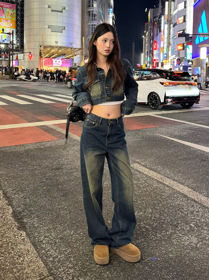 Cropped jacket denim set