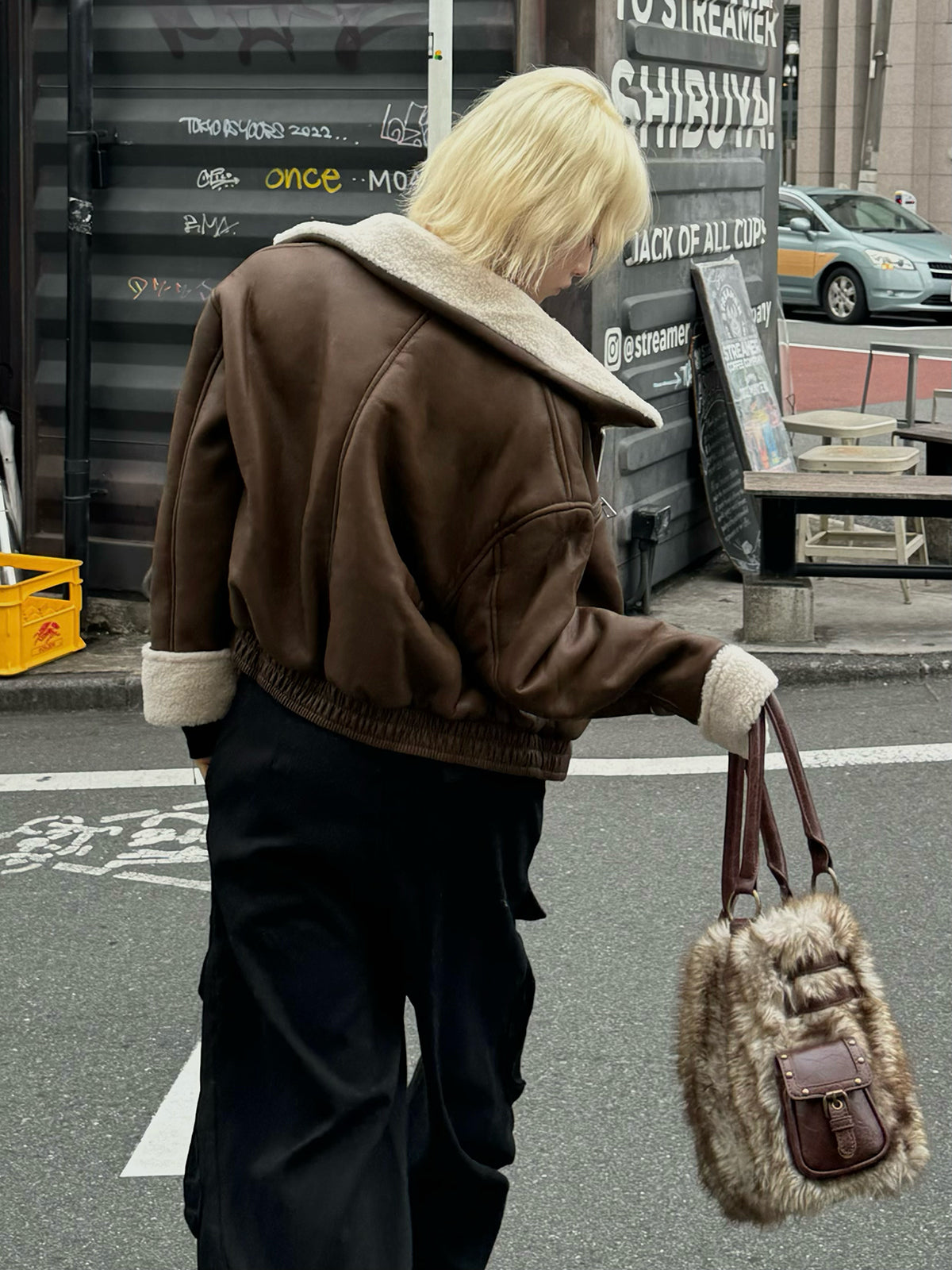 レザータッチボアジャケット