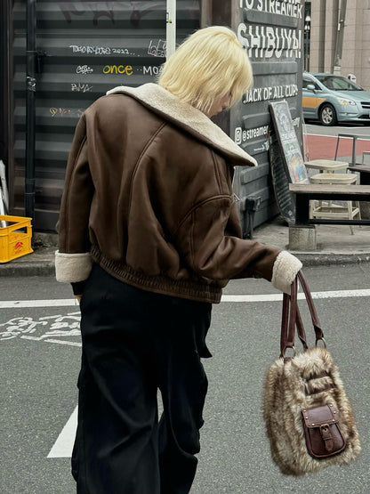 レザータッチボアジャケット