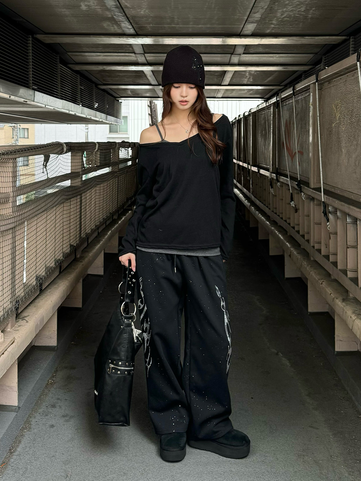 グリッターワイドスウェットパンツ