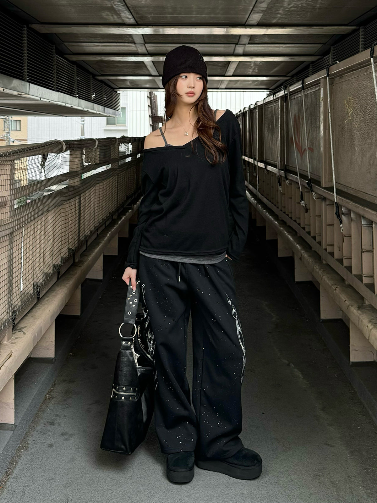 グリッターワイドスウェットパンツ