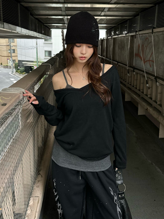 バックデザインルーズカットソー