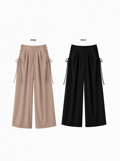 レースアップワイドパンツ