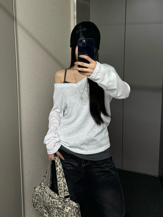 バックデザインルーズカットソー