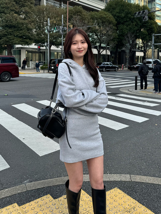 Hooded sweatshirt mini dress