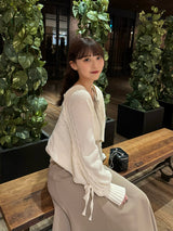 Ribbon Sleeve Knit Cardigan - ivory