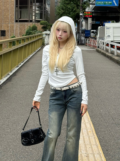 洗水半喇叭牛仔裤