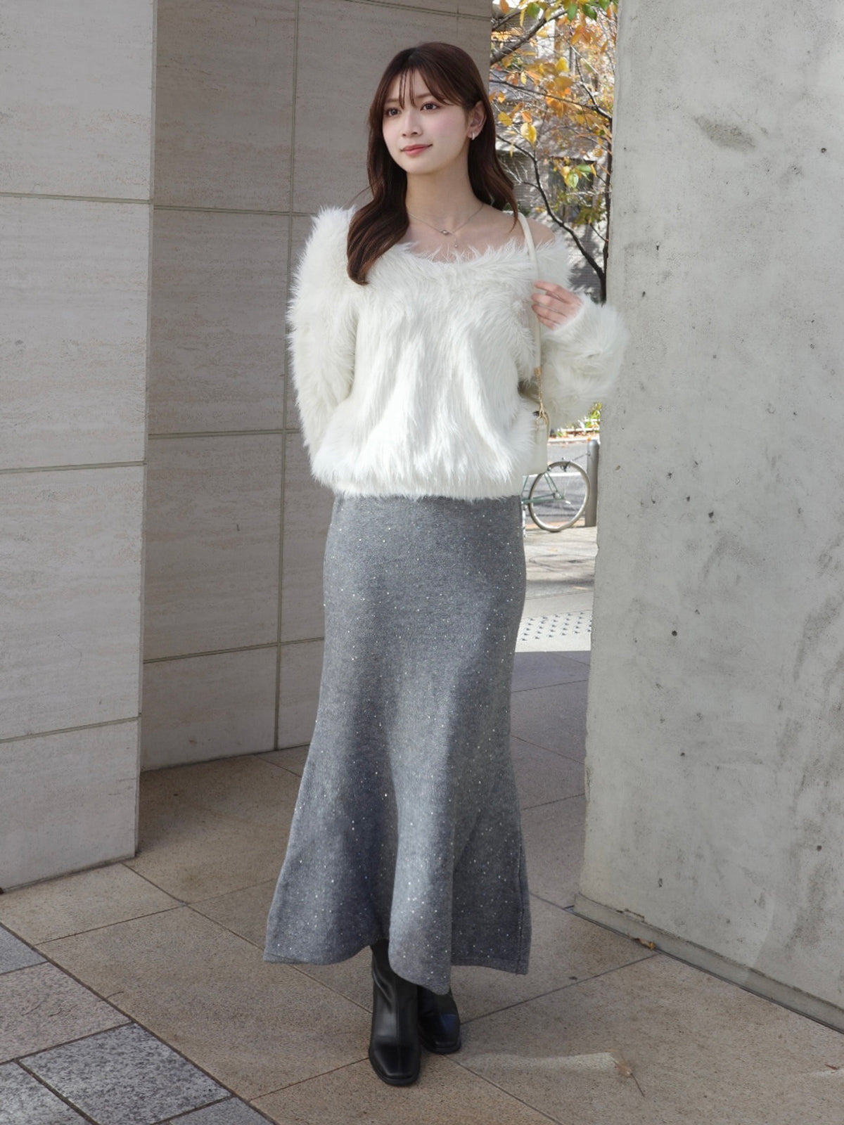 ラメスパンコールマーメイドニットスカート