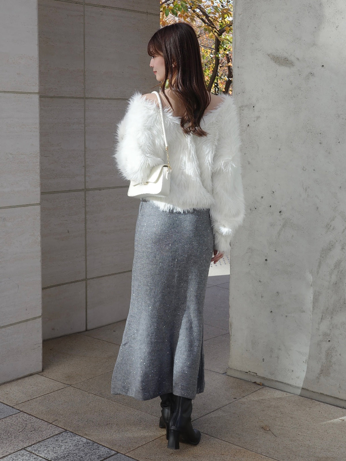 ラメスパンコールマーメイドニットスカート